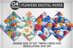 Flowers Seamless Digital Paper, Flowers Background Product Image 1