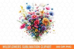 Colorful Wildflowers Sublimation Clipart Product Image 1