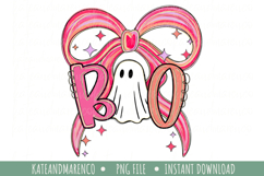 Halloween Coquette PNG | Boo PNG | Preppy Fall Ghost PNG Product Image 1