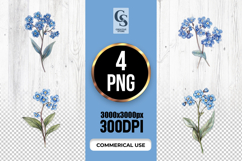 Blue Forget Me Not Flower Botanical Clipart Sublimation PNG Product Image 1