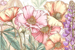 Hand Drawn Floral Illustration Background for Crafts Product Image 1