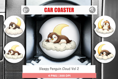Car Coaster Sleepy Penguin Cloud Product Image 1