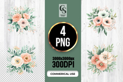 Watercolor Floral Bouquet Clipart Sublimation PNG Product Image 1