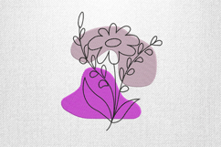 Abstract Purple Floral Line Art Embroidery Design File Product Image 1