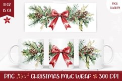 Christmas Tree Branch Mug Design, Ribbon Mug Template Product Image 1