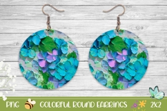 Blue Hydrangea Round Earrings Sublimation PNG Product Image 1