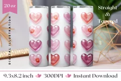 Glitter Hearts Tumbler Design, Valentine's Day Tumbler Wrap Product Image 1