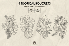 Tropical leaves line art set Svg Png Eps Product Image 1
