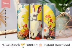 Cute Bunny Tumbler Sublimation, Pop Art Bunny Tumbler PNG Product Image 1