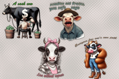 Clipart | 4 designs with a funny cow , PNG Product Image 2