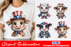 Patriotic Cow Clipart PNG Product Image 1