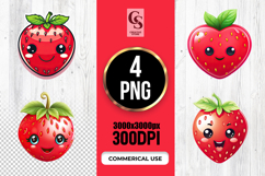 Cute Strawberry Fruit Characters Clipart Sublimation PNG Product Image 1