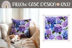 Purple Hydrangea Pillow Design, Floral Pillow Sublimation Product Image 1