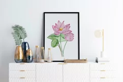 Watercolor Lotus Flower Wall Art Print Product Image 1