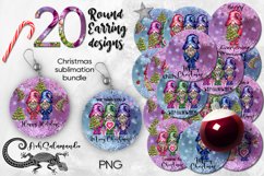 Christmas Gnome Earring, Round earring sublimation designs Product Image 1