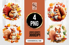 Autumn Squirrel Clipart Sublimation PNG Product Image 1