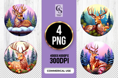 Winter Forest Deer Clipart Sublimation PNG Product Image 1