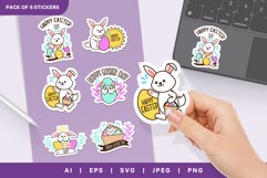 Happy Easter Day with Cute Little Bunny and Eggs Sticker Set Product Image 1