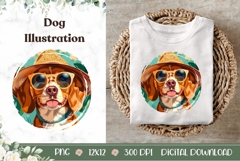 Beagle Dog Illustration, Summer Beagle Dog Sublimation Product Image 1