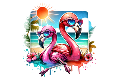 Cute Flamingo Clipart - PNG File Product Image 1