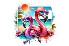 Cute Flamingo Clipart - PNG File Product Image 1