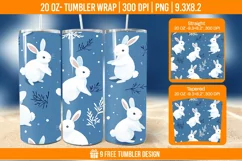 Cute Rabbit Seemless Tumbler Wrap Designs, Sublimation Wrap Product Image 1