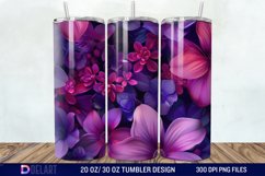 3D Fuchsia and Violet Flowers Tumbler Wrap Product Image 1