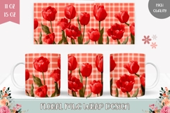 Red Tulips Mug Wrap, Floral Mug, Flowers Mug PNG Product Image 1