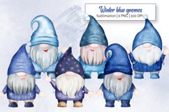 Winter blue gnomes Clipart. Blue christmas gnomes PNG Product Image 1