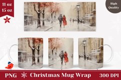 Watercolor Christmas Mug Design, Christmas Coffee Cup Wrap Product Image 1