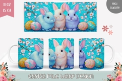 Funny Easter Bunnies Mug Design, Floral Easter Mug Template Product Image 1