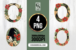 Watercolor Floral Oval Frame Clipart PNG Product Image 1