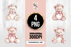 Princess Teddy Bear Clipart Sublimation PNG Product Image 1