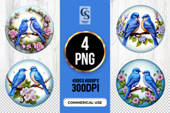 Blue Love Birds Floral Clipart Sublimation PNG Product Image 1