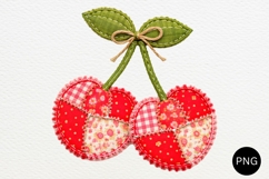 Patchwork Cherry PNG, Vintage Summer Sublimation Product Image 1