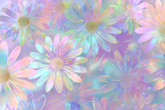 Pastel Holographic Daisy Floral Pattern Background Design Product Image 1