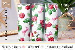 Watercolor Raspberry Tumbler Wrap, Floral Tumbler Design Product Image 1