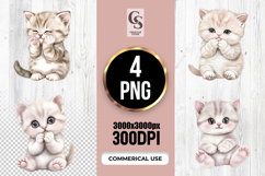 Cute Watercolor Baby Kitten Clipart Sublimation PNG Product Image 1