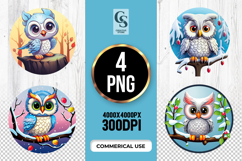 Cute Winter Owl Clipart Sublimation PNG Product Image 1