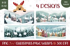 Christmas Village Mug Design, Christmas House Mug PNG Product Image 1