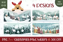 Christmas Village Mug Design, Christmas House Mug PNG Product Image 1