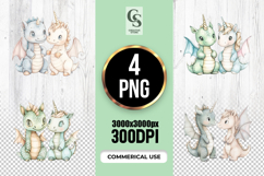 Cute Unicorn Dragon Friends Clipart Sublimation PNG Product Image 1