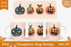 Cartoon Pumpkins Mug Wrap Design, Halloween Mug Sublimation Product Image 1