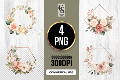 Watercolor Floral Geometric Frame Clipart Sublimation PNG Product Image 1