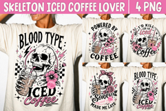 Skeleton Iced Coffee Lover PNG, Trendy Coquette Caffeine Product Image 1