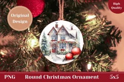 Christmas House Ornament, Watercolor Christmas Product Tag Product Image 1