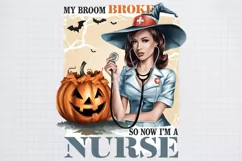Vintage Halloween Nurse My broom broke so now I am a nurse Product Image 1