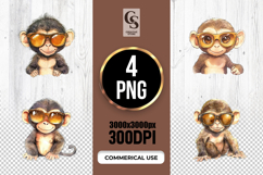 Cute Monkey Sunglasses Clipart PNG Product Image 1