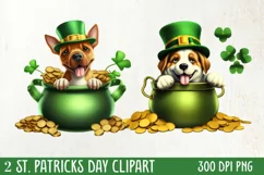 St Patricks Day Dog with Gold Coin Clipart, St Patricks Day Product Image 1
