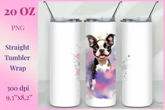 Watercolor Dog Sublimation Tumbler Wrap | 20 oz Straight Png Product Image 1